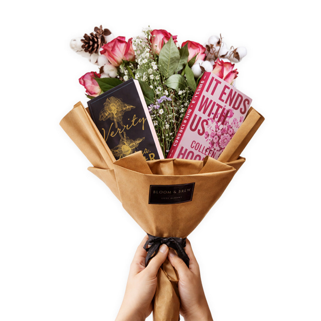 Rose and book bouquet