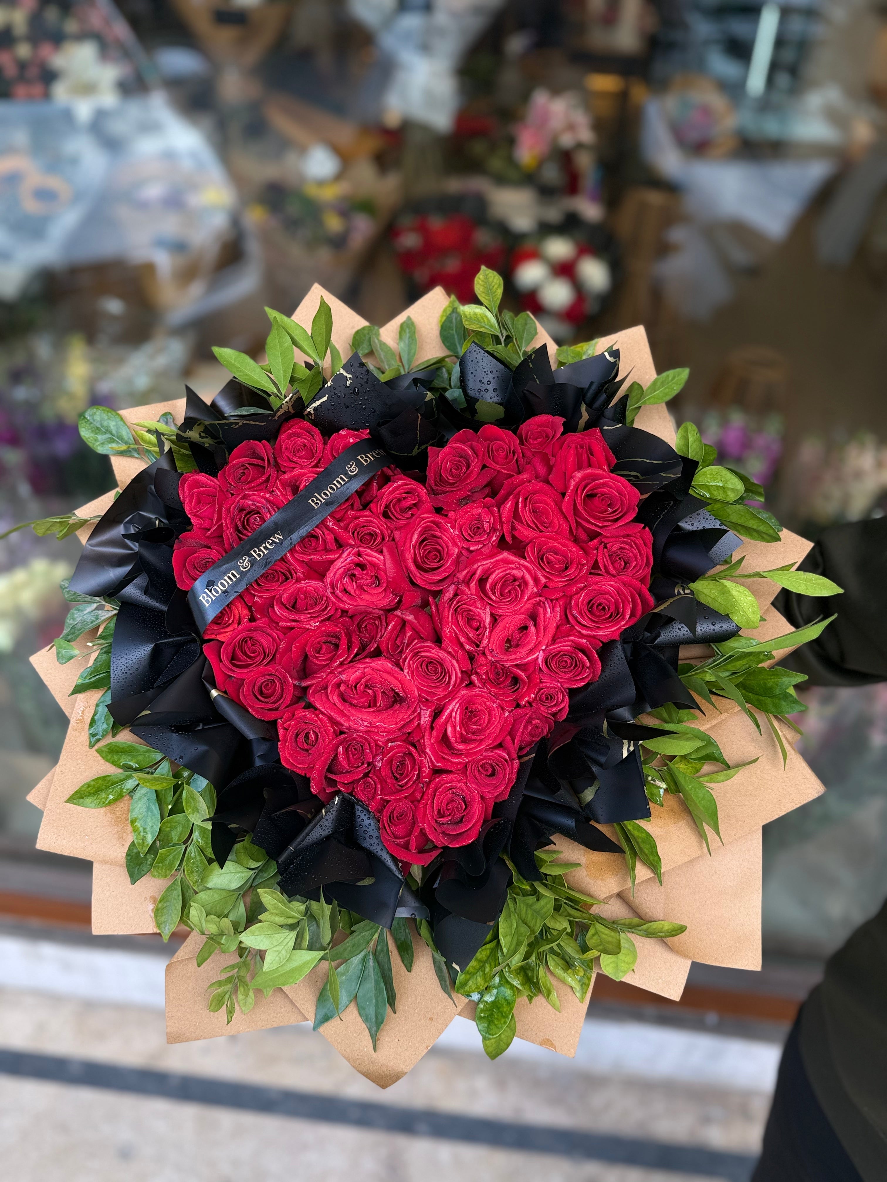 Signature Heart-Shaped Red Rose Bouquet