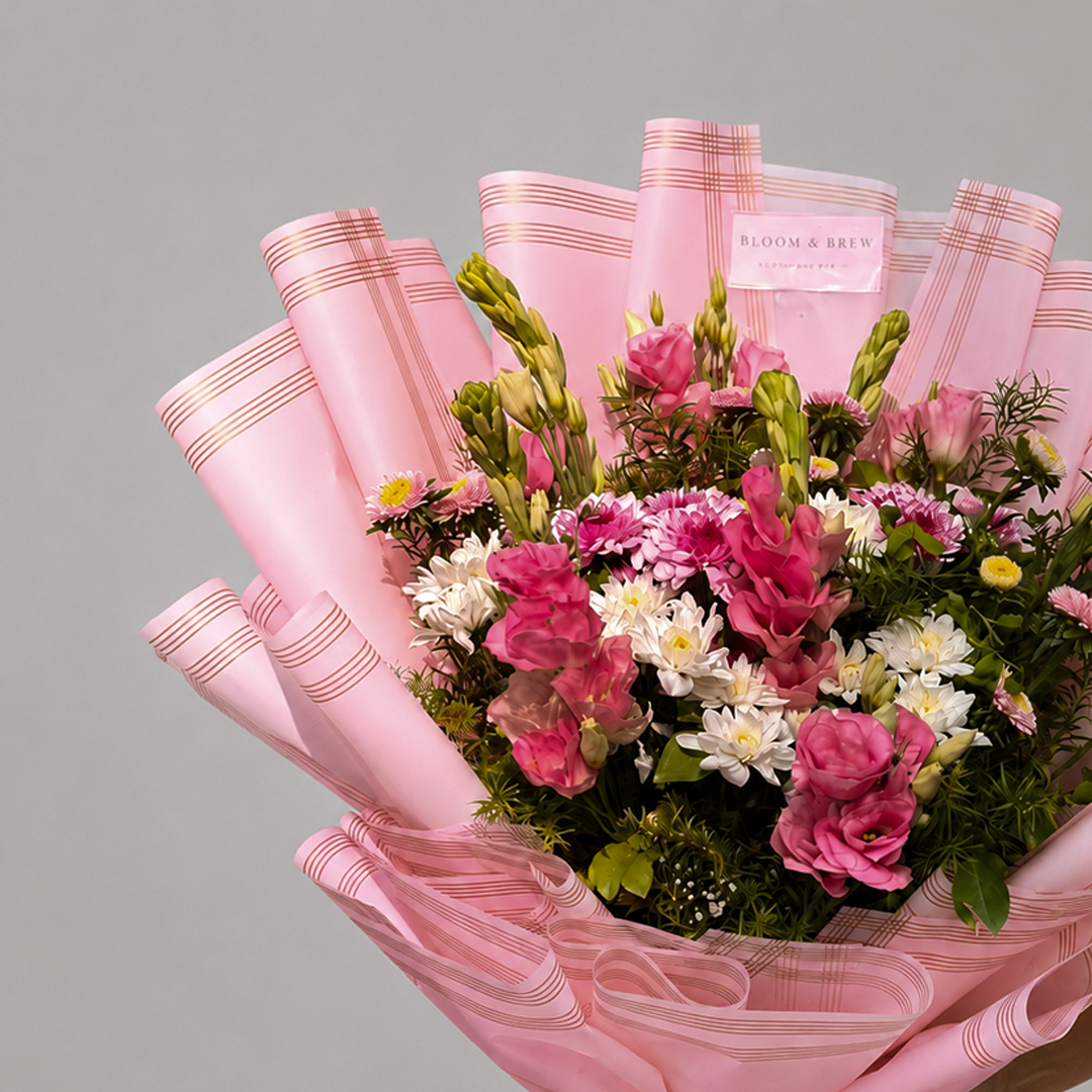 Premium Pink Lisianthus & Snapdragon Bouquet