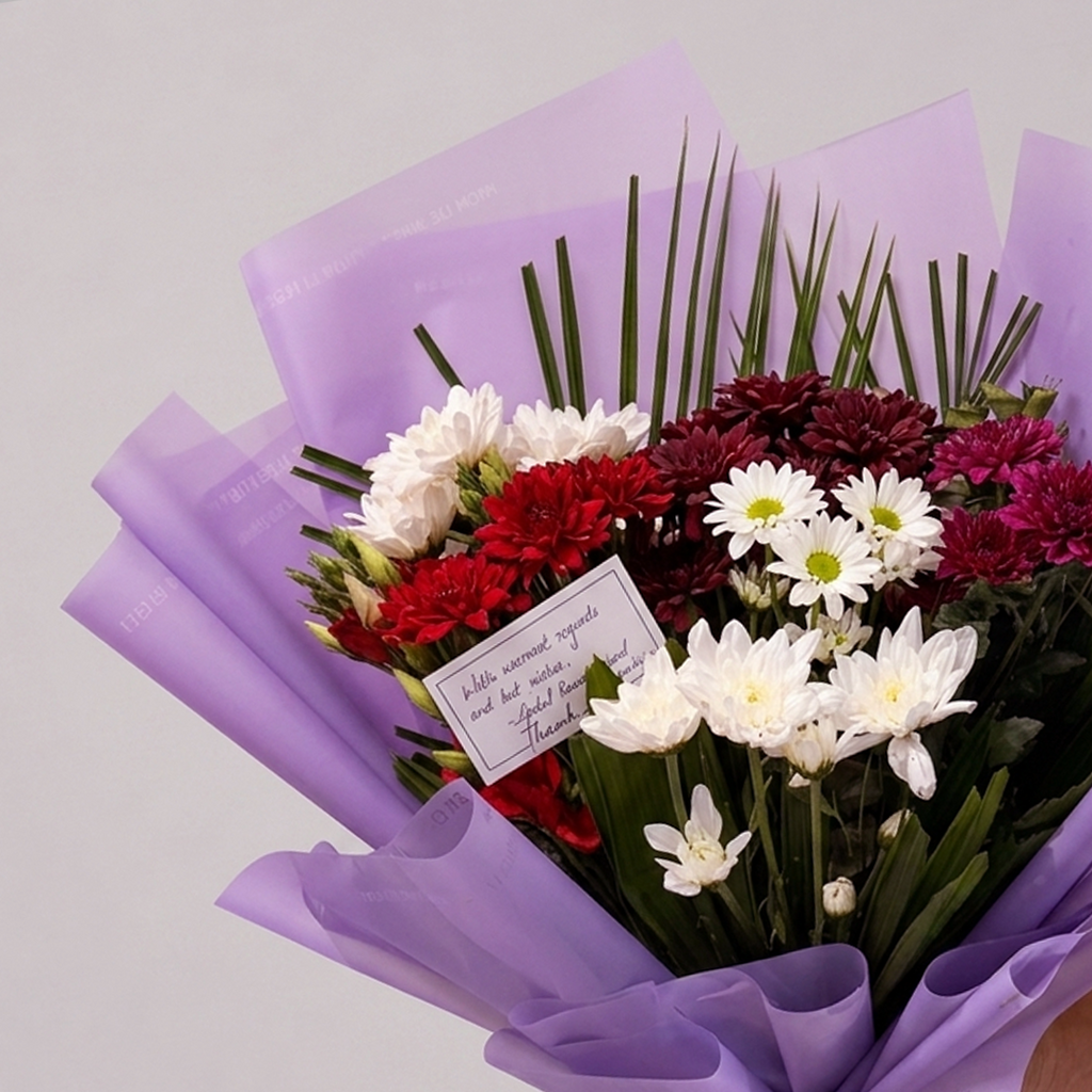Lavender & Rustic Jute Mixed Daisy Floral Bouquet