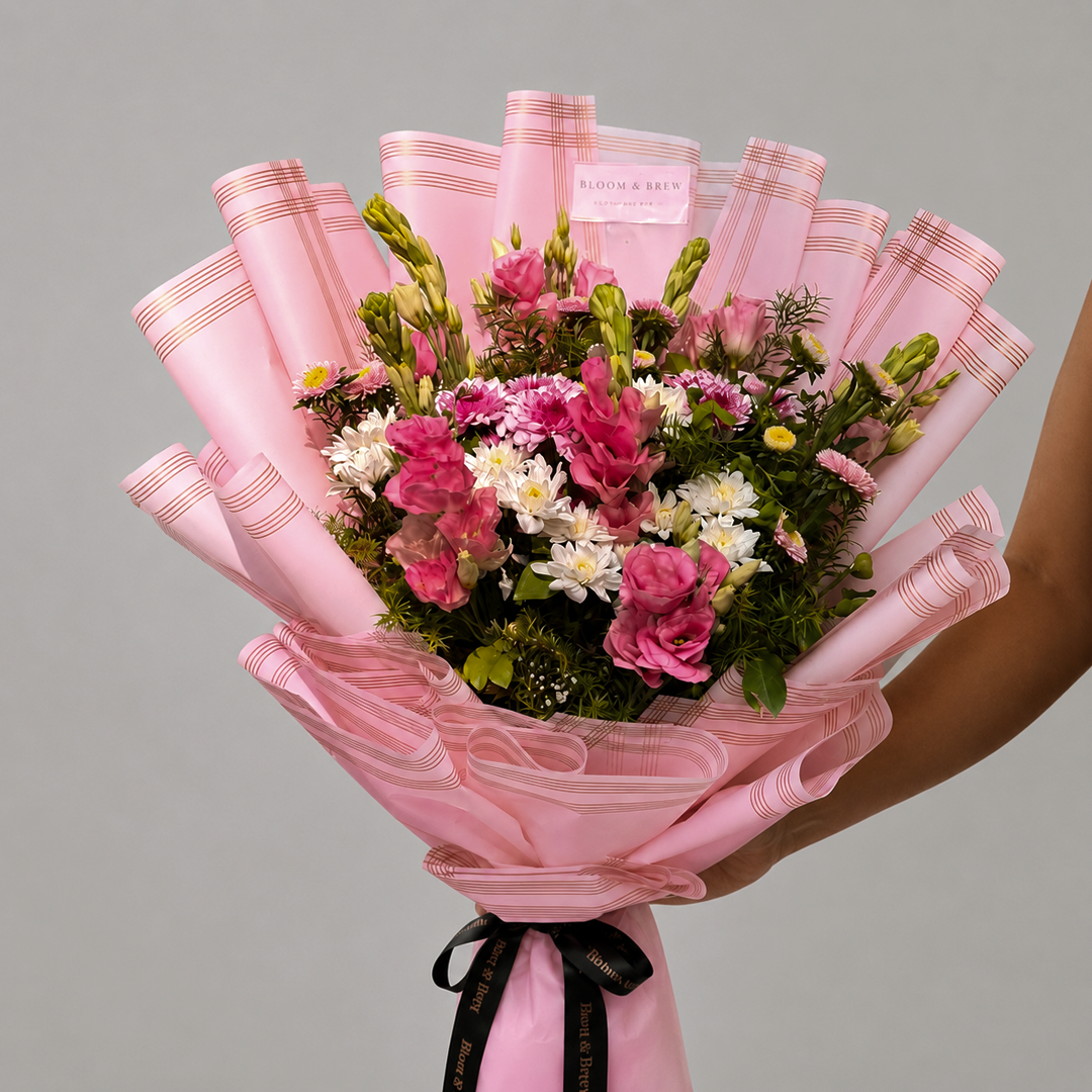 Premium Pink Lisianthus & Snapdragon Bouquet