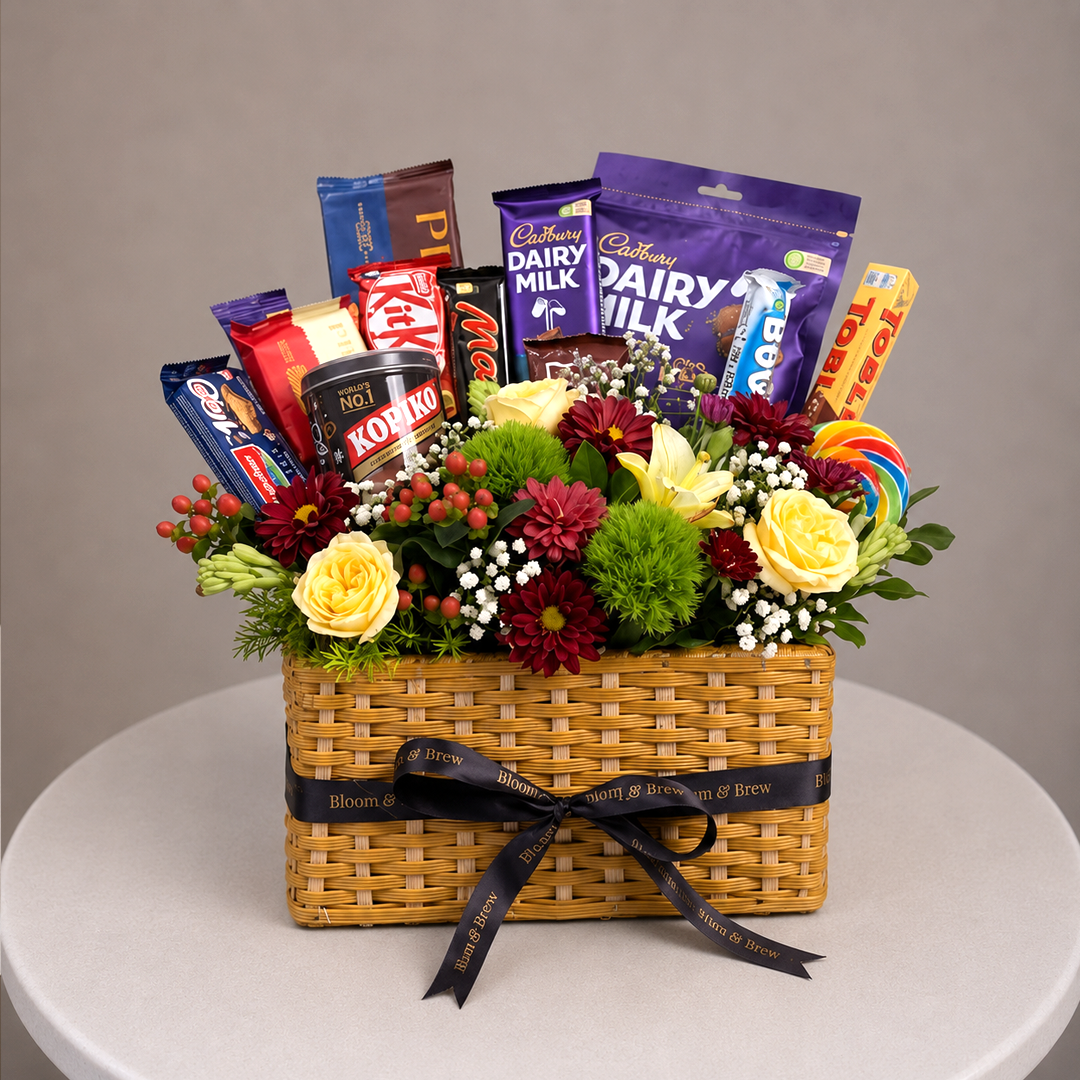 Ultimate Chocolate & Fresh Flower Luxury Gift Basket